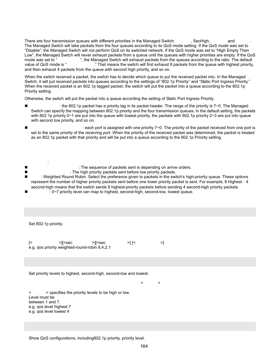 Quality of service, Qos configuration | Interlogix NS2503-24P/2C User Manual User Manual | Page 164 / 197