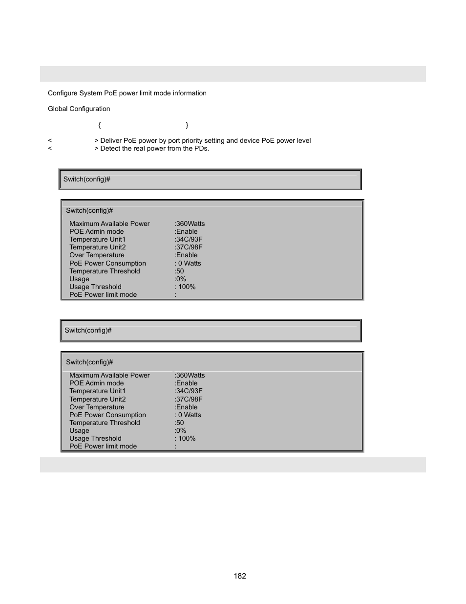 Configure poe -- system | Interlogix NS2503-24P/2C User Manual User Manual | Page 182 / 197