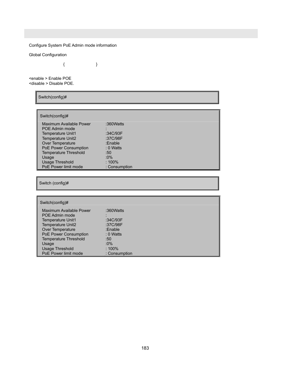Poe admin-mode | Interlogix NS2503-24P/2C User Manual User Manual | Page 183 / 197