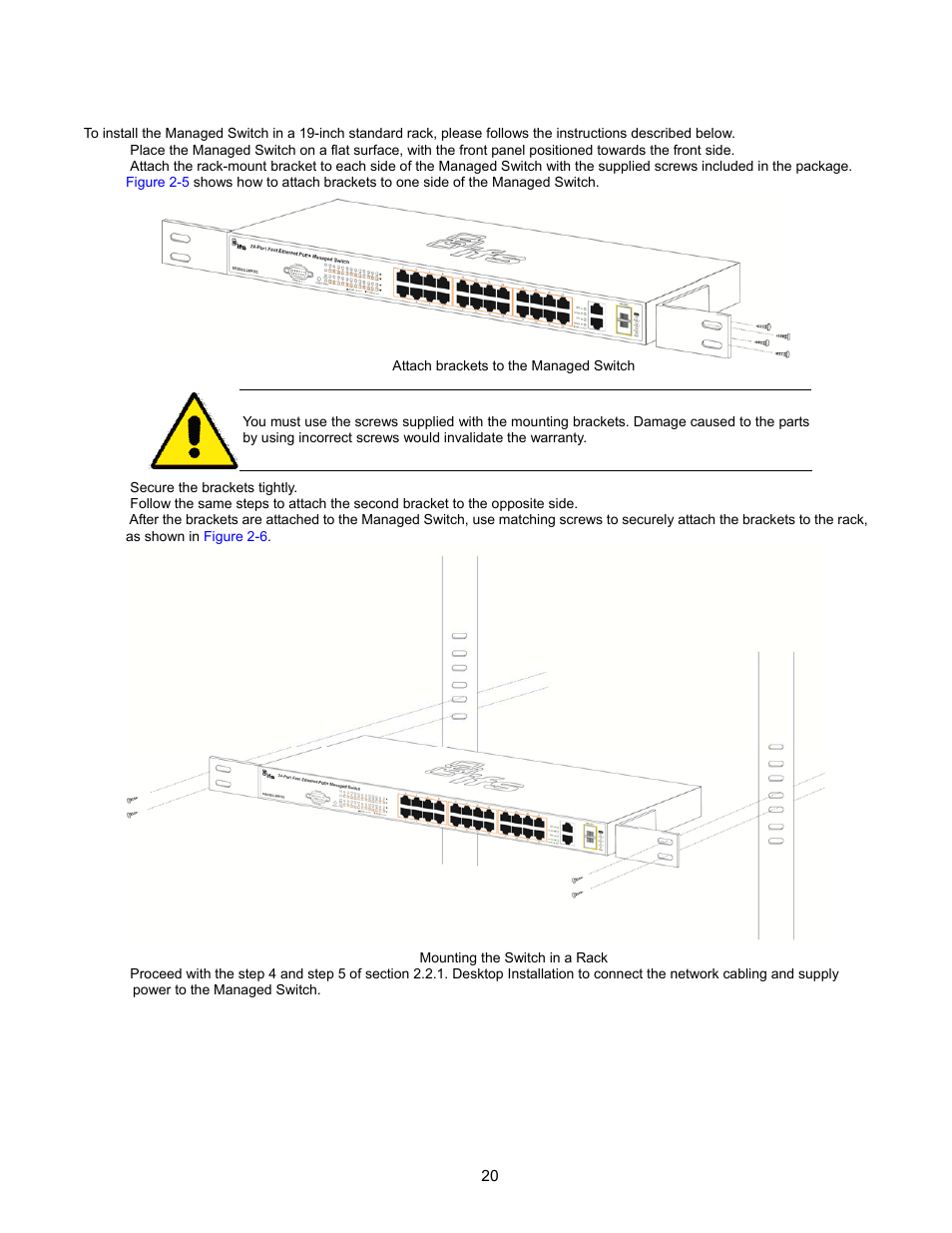 Rack mounting | Interlogix NS2503-24P/2C User Manual User Manual | Page 20 / 197