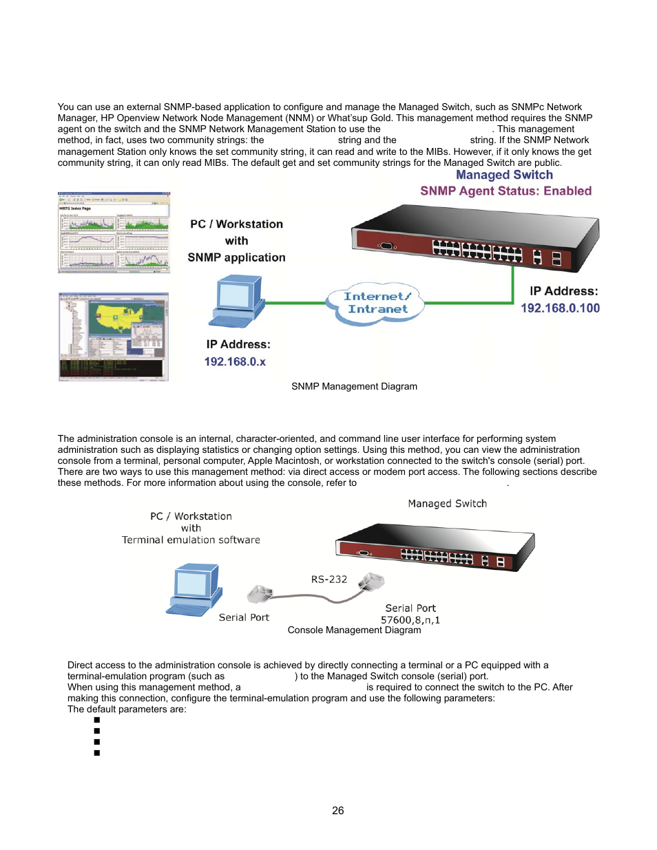Snmp-based network management, Administration console | Interlogix NS2503-24P/2C User Manual User Manual | Page 26 / 197