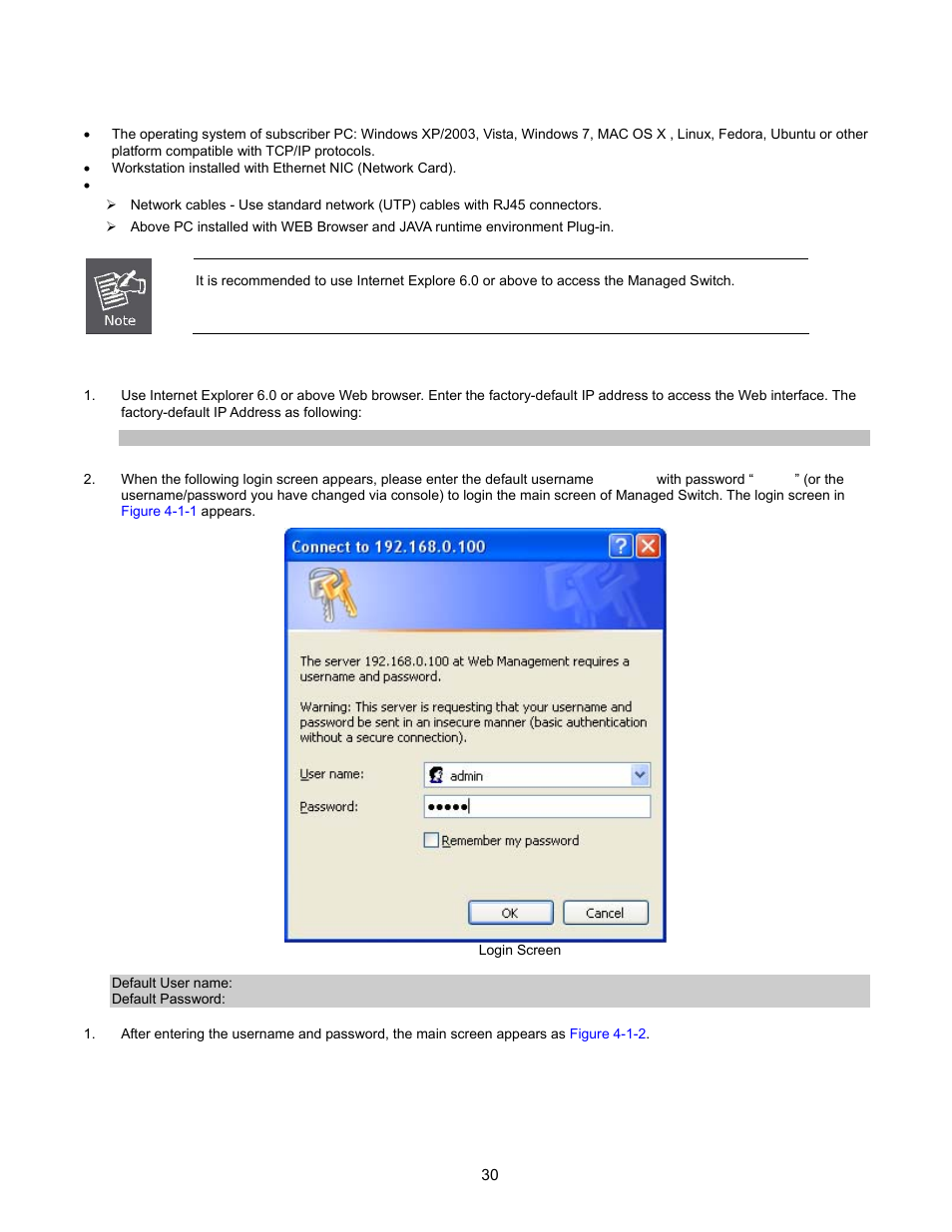 Requirements, Logging on the managed switch | Interlogix NS2503-24P/2C User Manual User Manual | Page 30 / 197