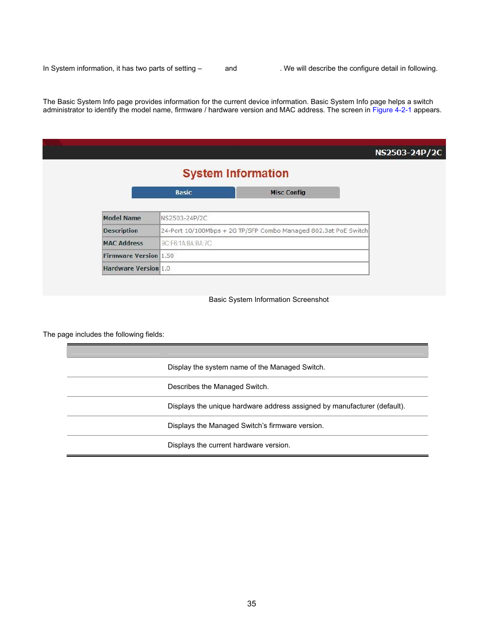 System information, Basic | Interlogix NS2503-24P/2C User Manual User Manual | Page 35 / 197