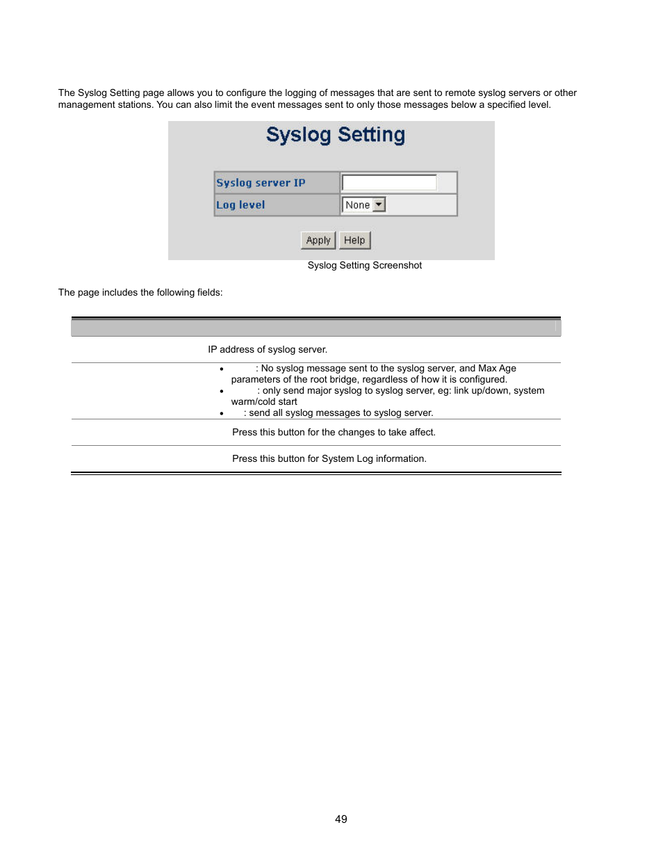 Syslog setting | Interlogix NS2503-24P/2C User Manual User Manual | Page 49 / 197