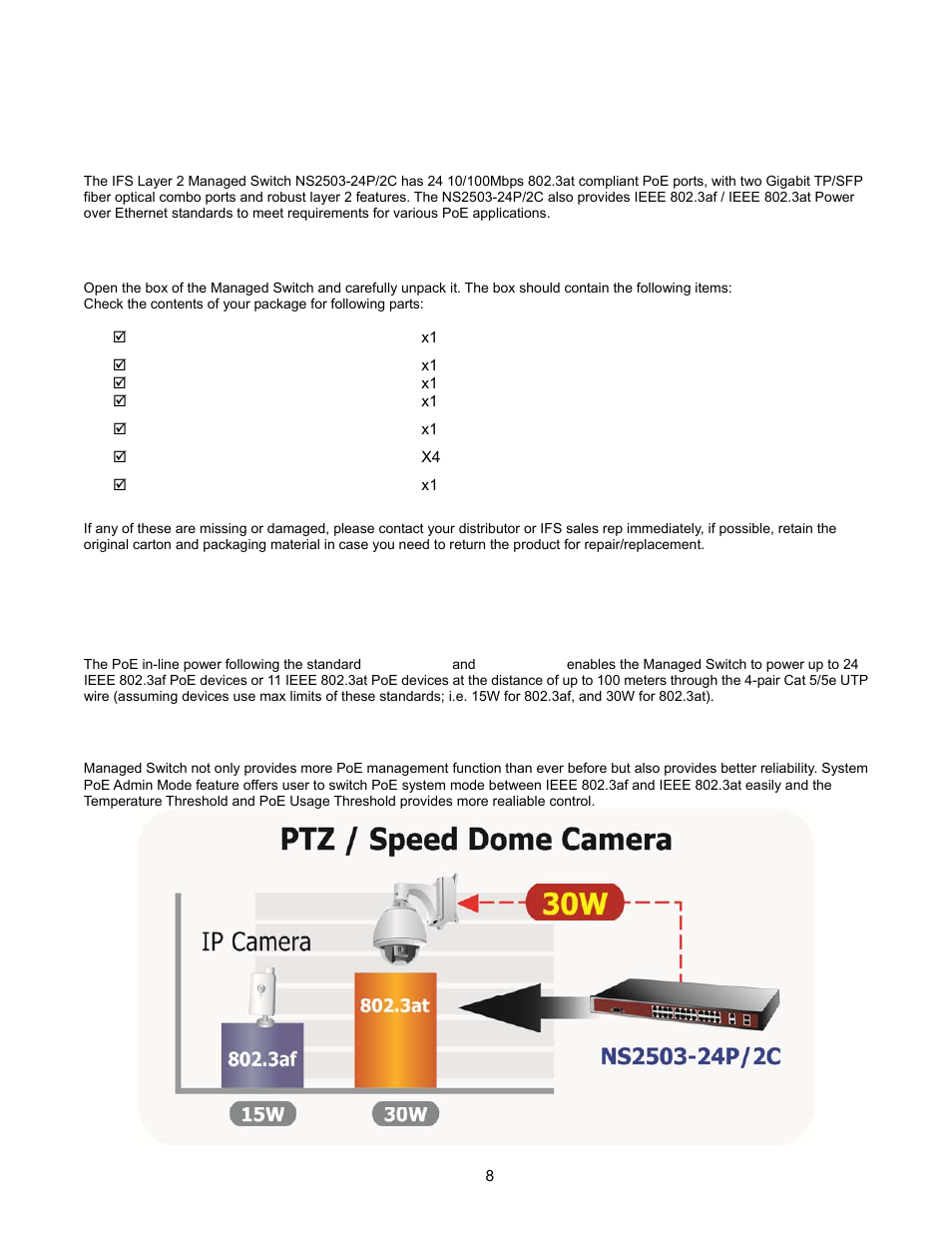 Introduction, Package contents, Product description | Interlogix NS2503-24P/2C User Manual User Manual | Page 8 / 197