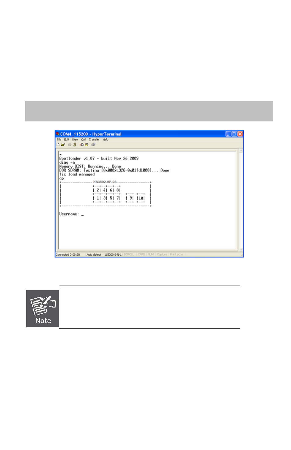 Logon to the console | Interlogix NS3502-8P-2S Installation Guide User Manual | Page 9 / 15