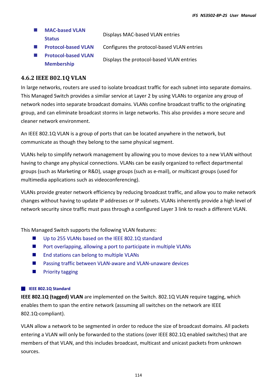 2 ieee 802.1q vlan | Interlogix NS3502-8P-2S User Manual User Manual | Page 114 / 568