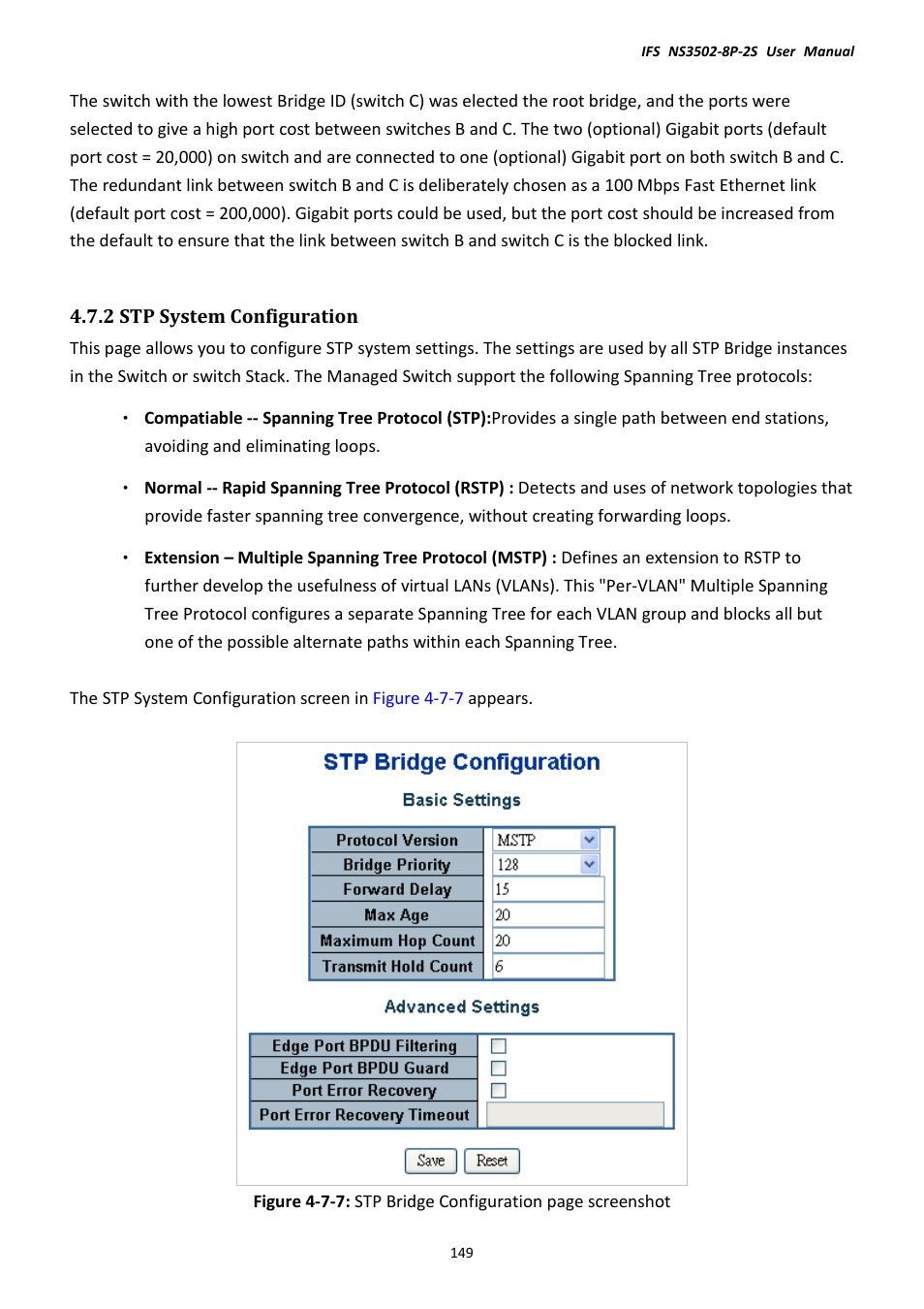 2 stp system configuration | Interlogix NS3502-8P-2S User Manual User Manual | Page 149 / 568