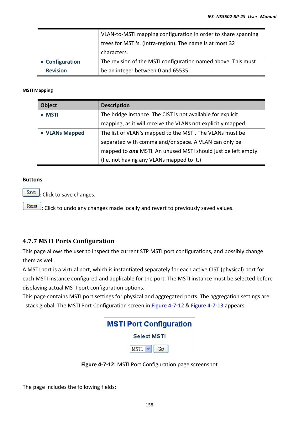 7 msti ports configuration | Interlogix NS3502-8P-2S User Manual User Manual | Page 158 / 568