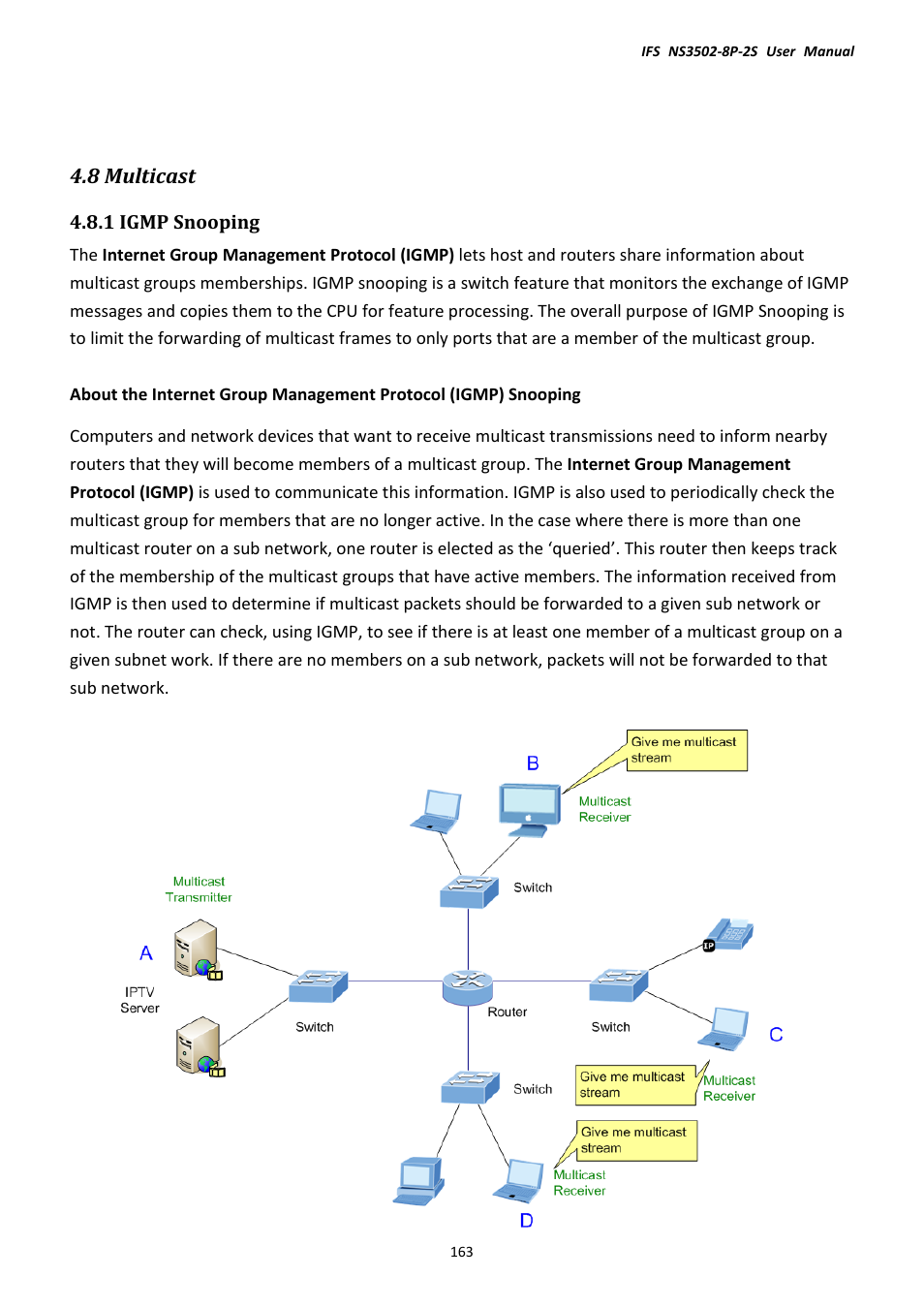 8 multicast, 1 igmp snooping | Interlogix NS3502-8P-2S User Manual User Manual | Page 163 / 568