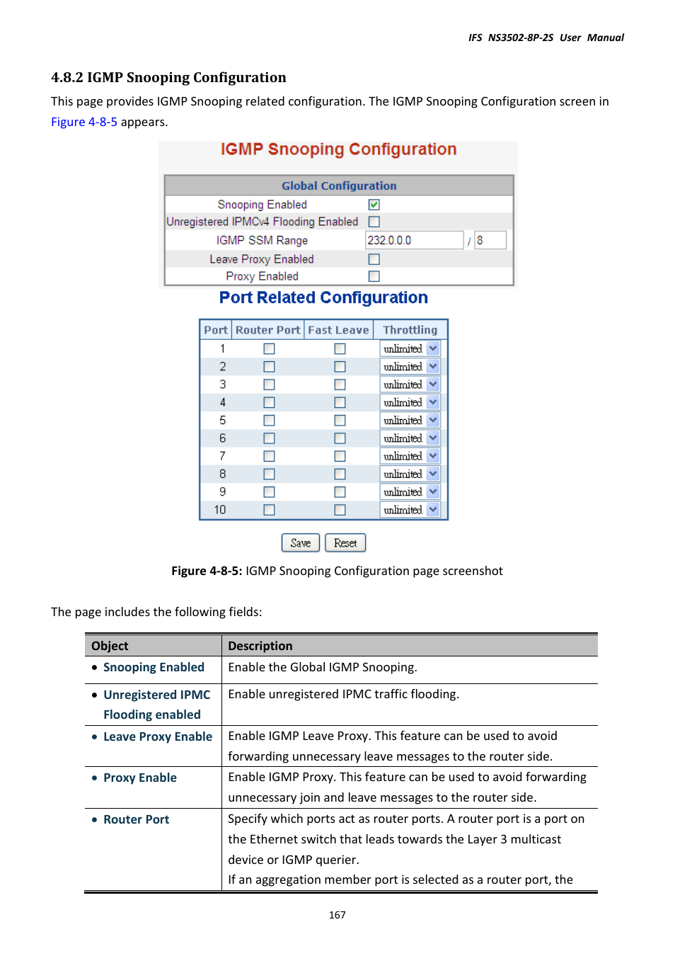 2 igmp snooping configuration | Interlogix NS3502-8P-2S User Manual User Manual | Page 167 / 568