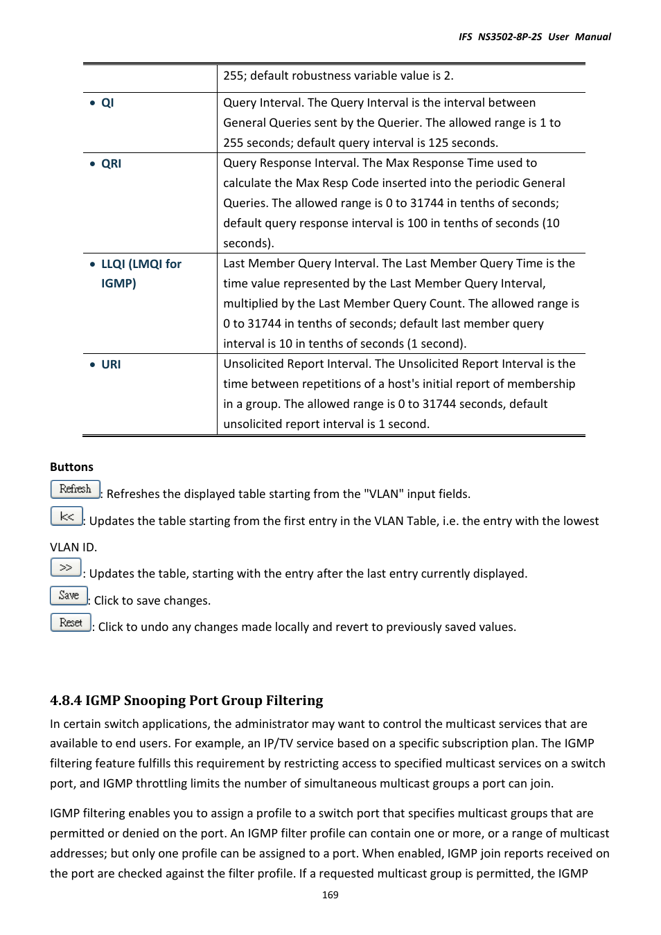 4 igmp snooping port group filtering | Interlogix NS3502-8P-2S User Manual User Manual | Page 169 / 568