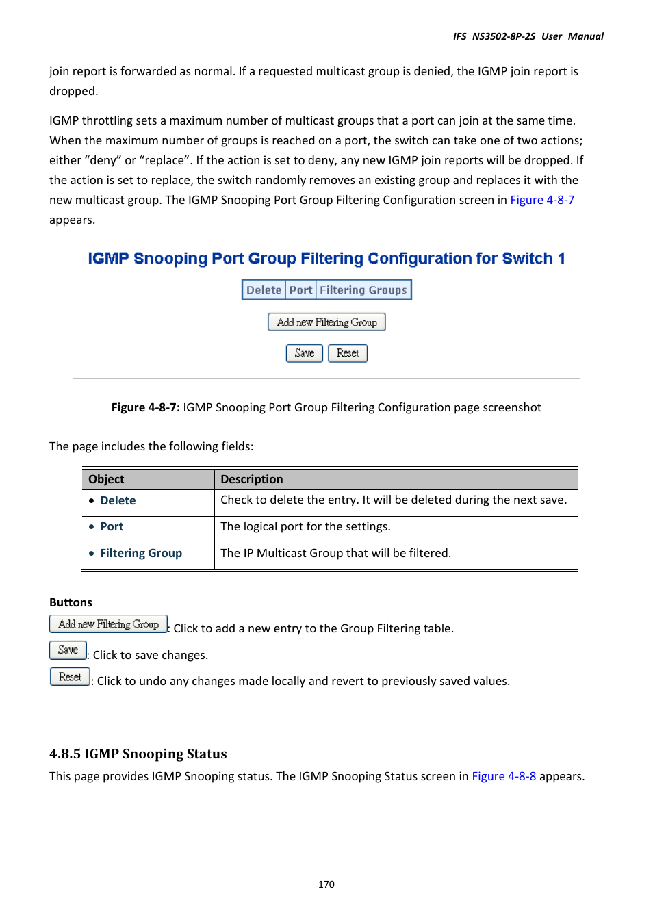 5 igmp snooping status | Interlogix NS3502-8P-2S User Manual User Manual | Page 170 / 568