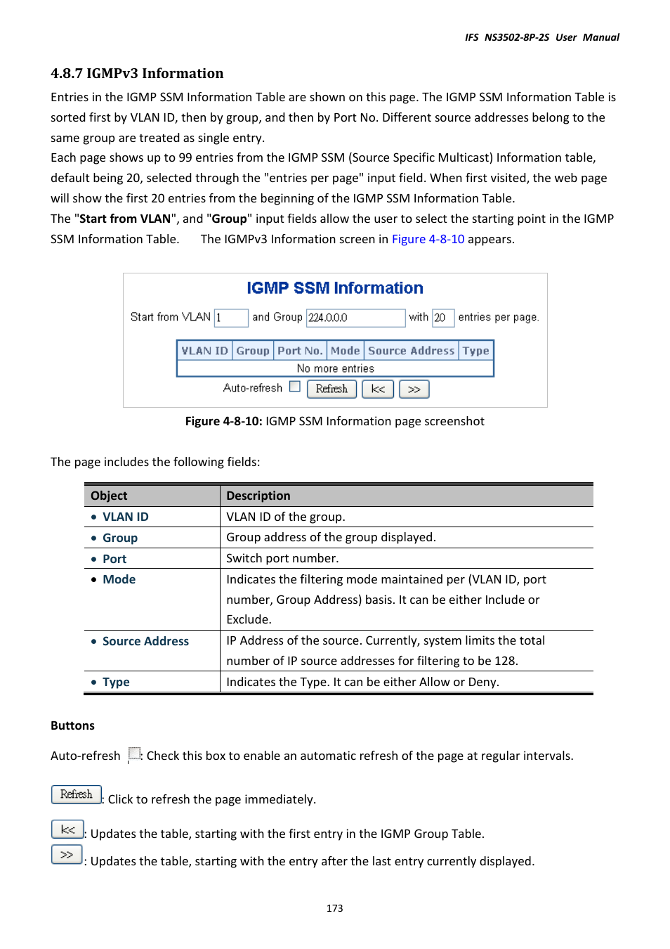 7 igmpv3 information | Interlogix NS3502-8P-2S User Manual User Manual | Page 173 / 568