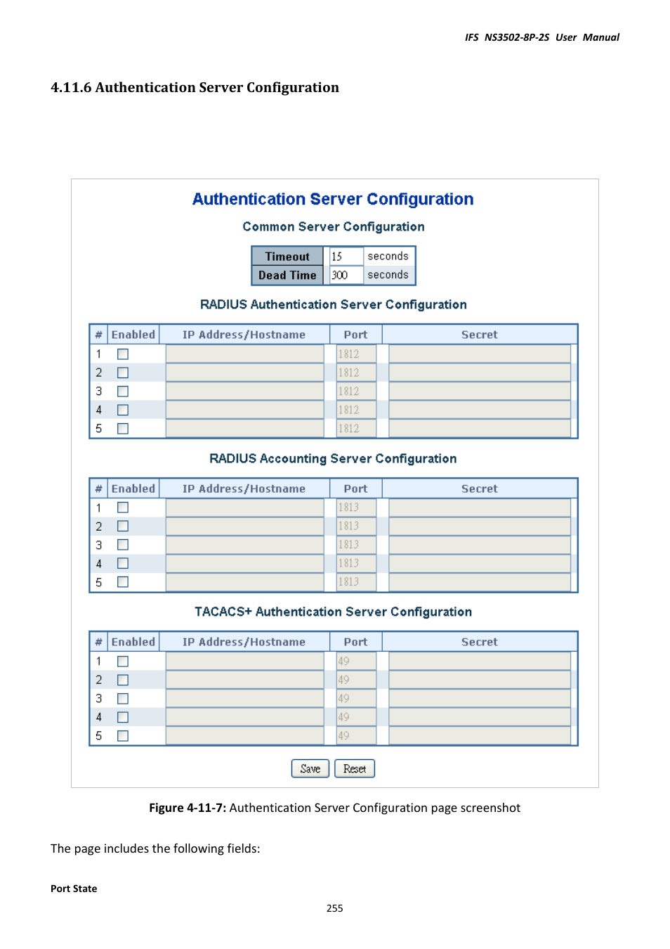 6 authentication server configuration | Interlogix NS3502-8P-2S User Manual User Manual | Page 255 / 568