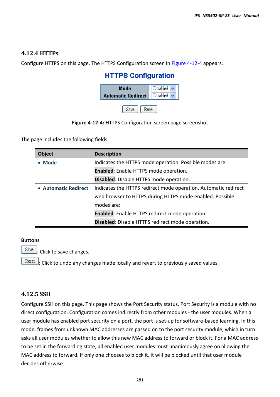 4 https, 5 ssh, 4 https 4.12.5 ssh | Interlogix NS3502-8P-2S User Manual User Manual | Page 281 / 568