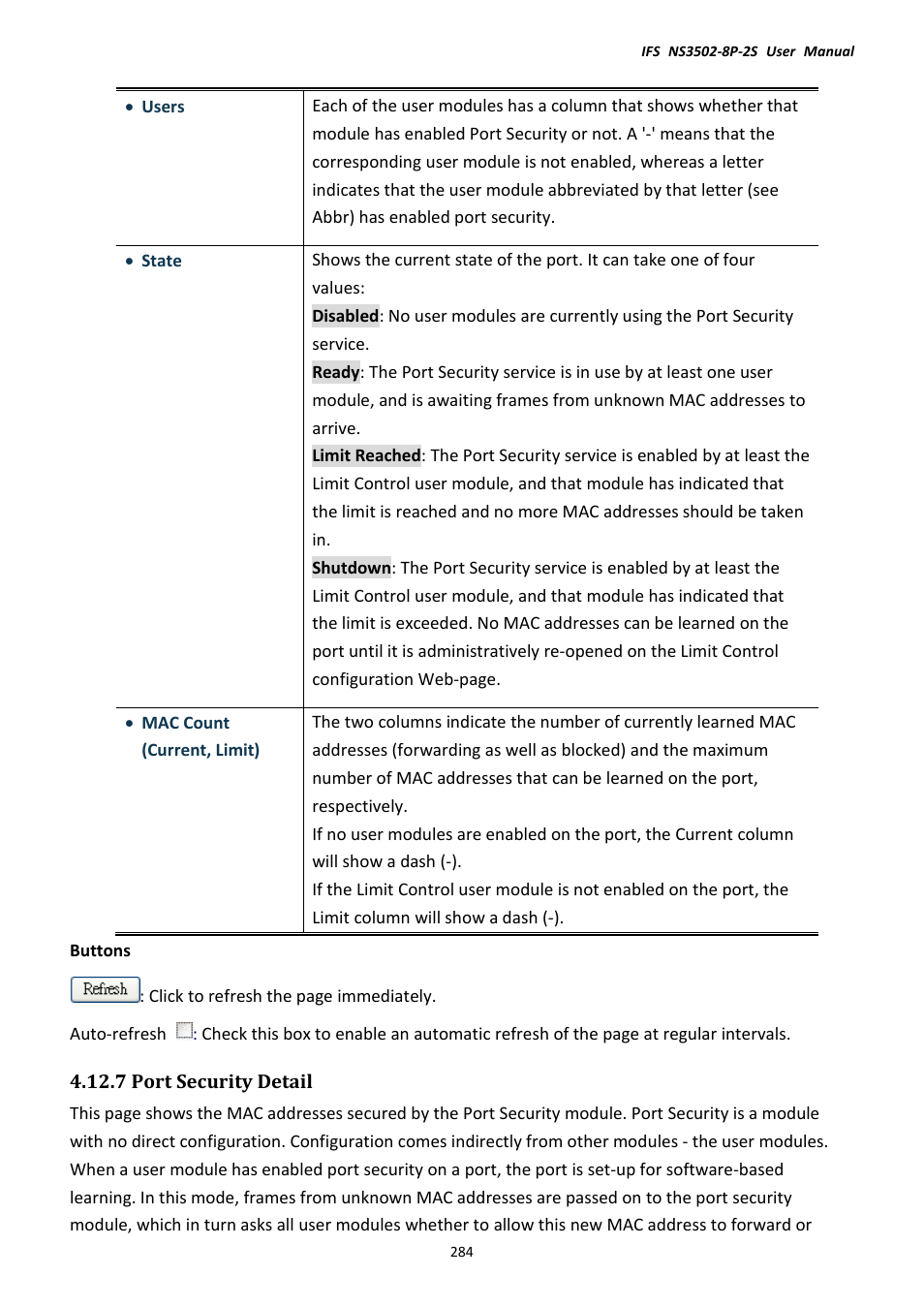 7 port security detail | Interlogix NS3502-8P-2S User Manual User Manual | Page 284 / 568