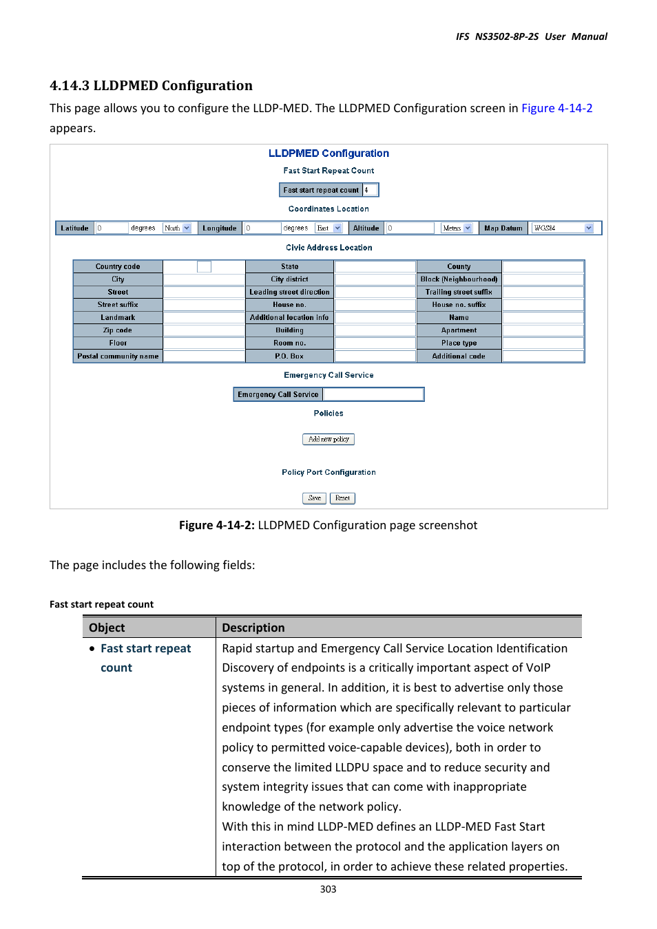 3 lldpmed configuration | Interlogix NS3502-8P-2S User Manual User Manual | Page 303 / 568