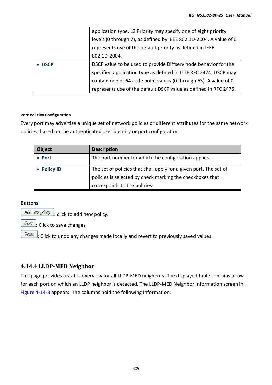 4 lldp-med neighbor | Interlogix NS3502-8P-2S User Manual User Manual | Page 309 / 568