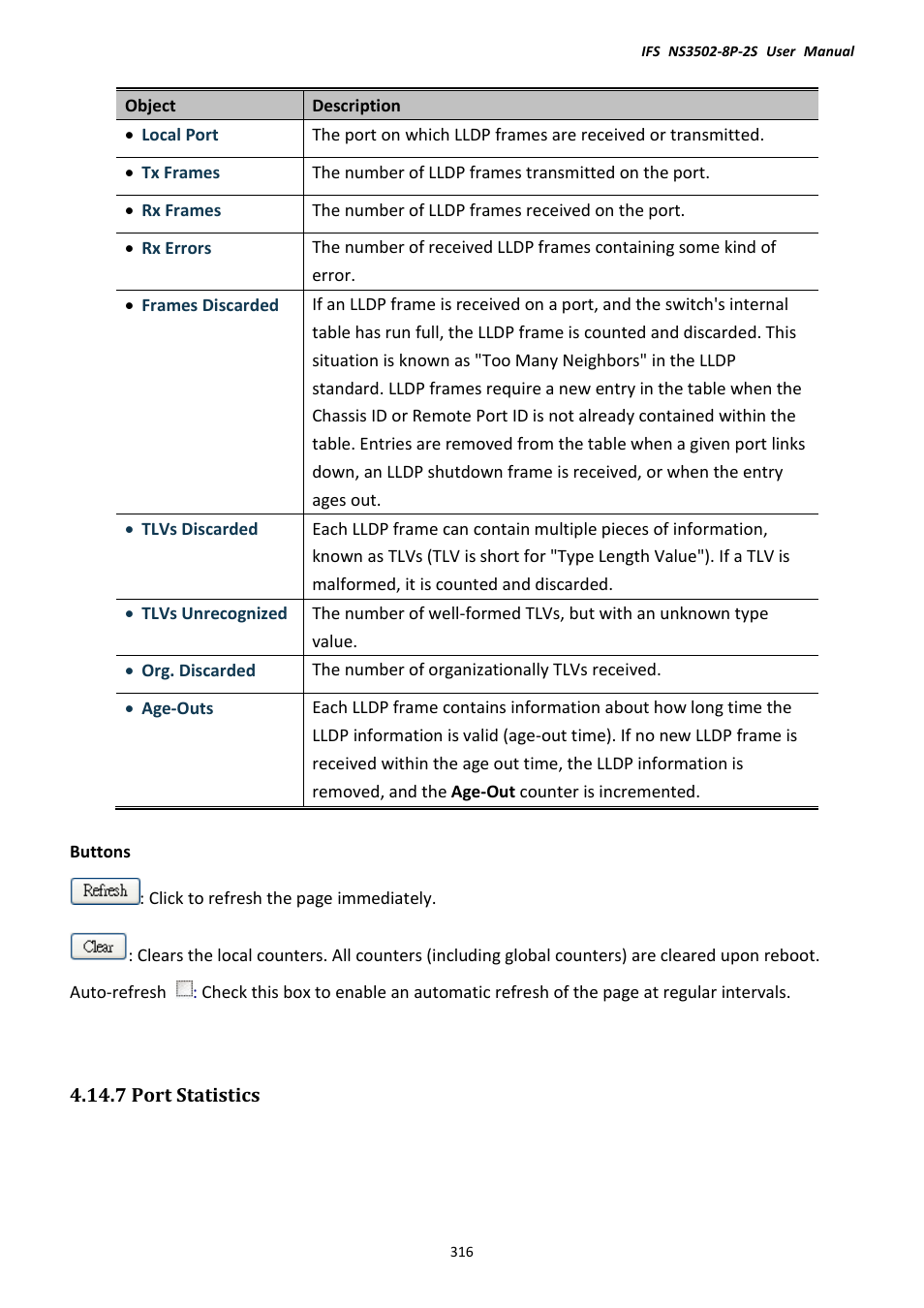 7 port statistics | Interlogix NS3502-8P-2S User Manual User Manual | Page 316 / 568