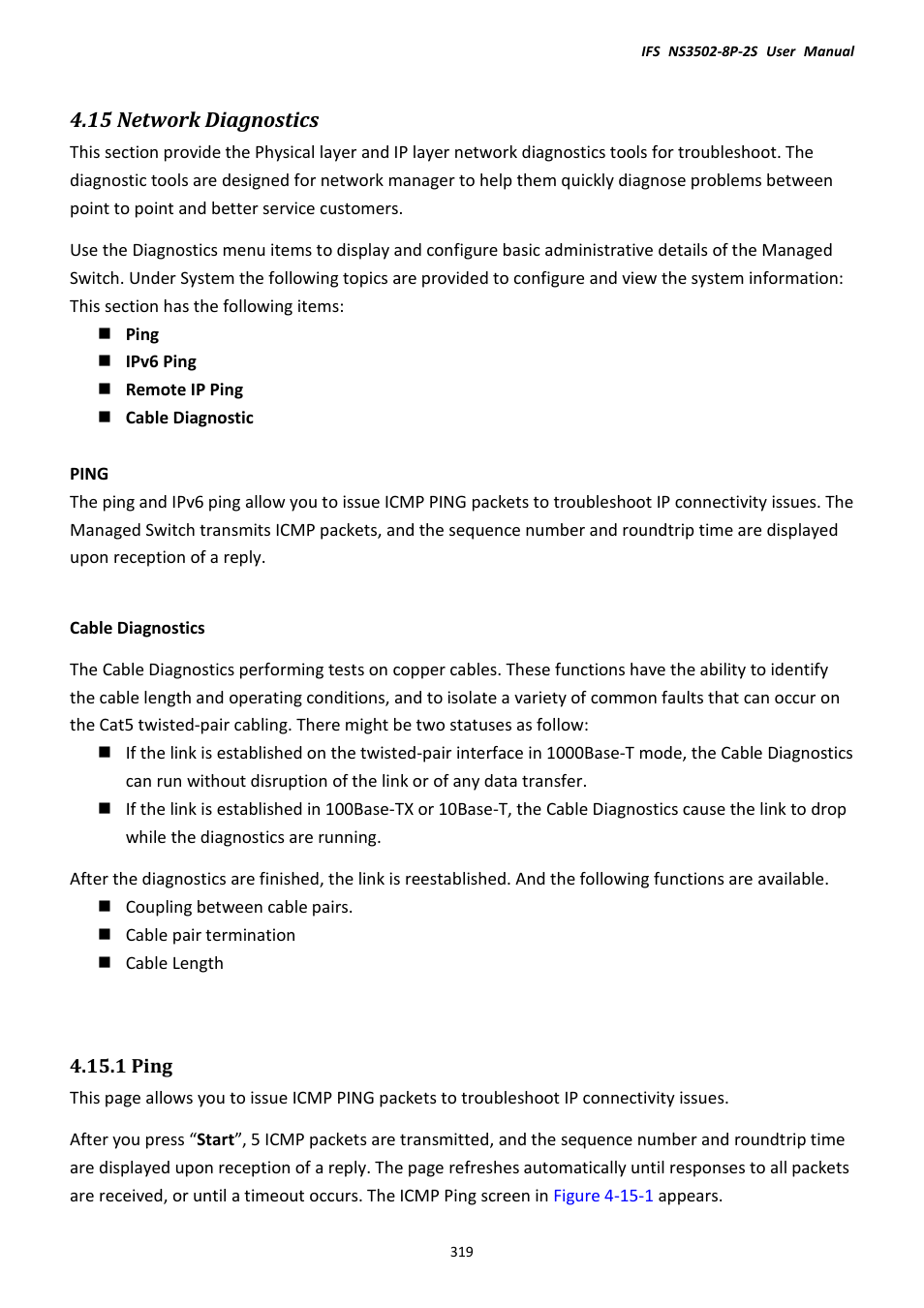 15 network diagnostics, 1 ping | Interlogix NS3502-8P-2S User Manual User Manual | Page 319 / 568