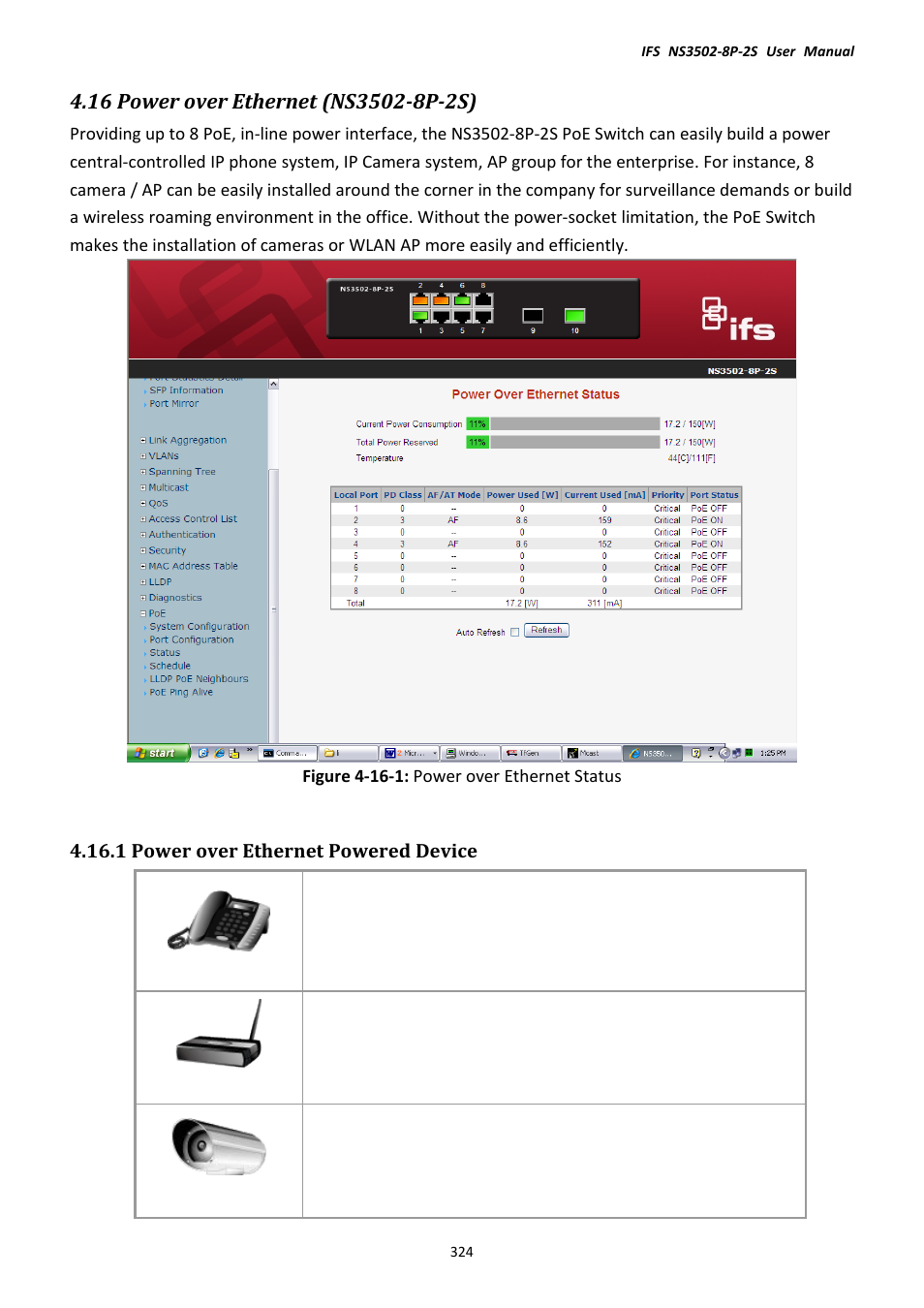 16 power over ethernet (ns3502-8p-2s), 1 power over ethernet powered device | Interlogix NS3502-8P-2S User Manual User Manual | Page 324 / 568