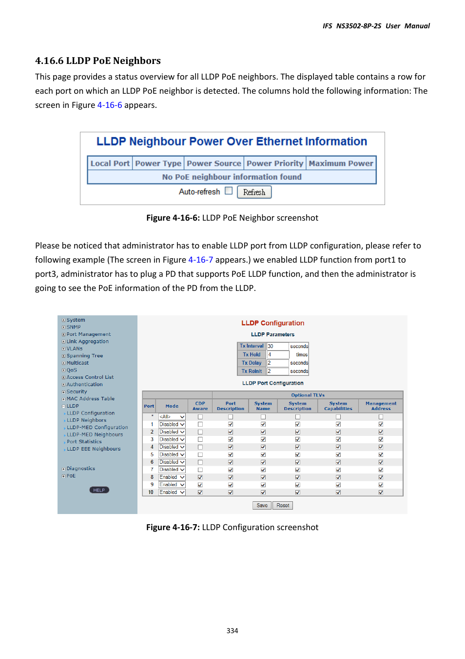 6 lldp poe neighbors | Interlogix NS3502-8P-2S User Manual User Manual | Page 334 / 568