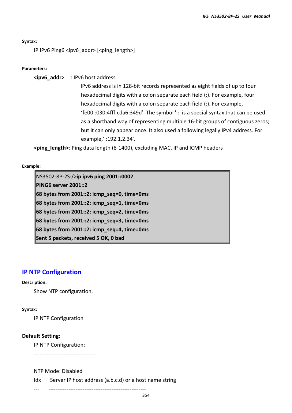 Ip ntp configuration | Interlogix NS3502-8P-2S User Manual User Manual | Page 354 / 568