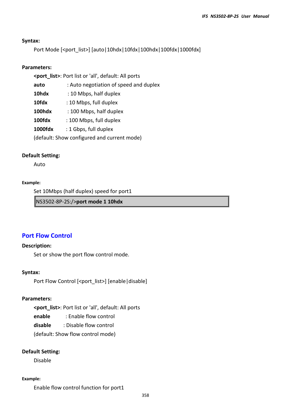 Port flow control | Interlogix NS3502-8P-2S User Manual User Manual | Page 358 / 568