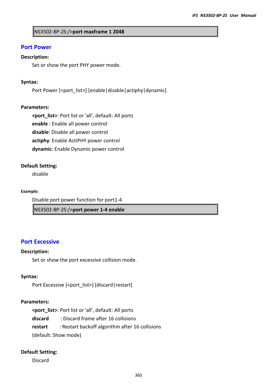 Port power, Port excessive, Port power port excessive | Interlogix NS3502-8P-2S User Manual User Manual | Page 360 / 568