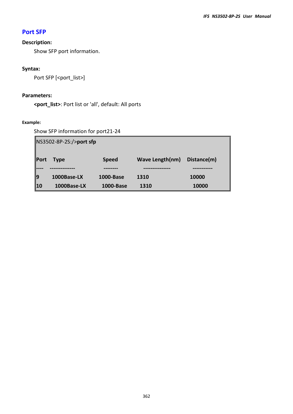 Port sfp | Interlogix NS3502-8P-2S User Manual User Manual | Page 362 / 568