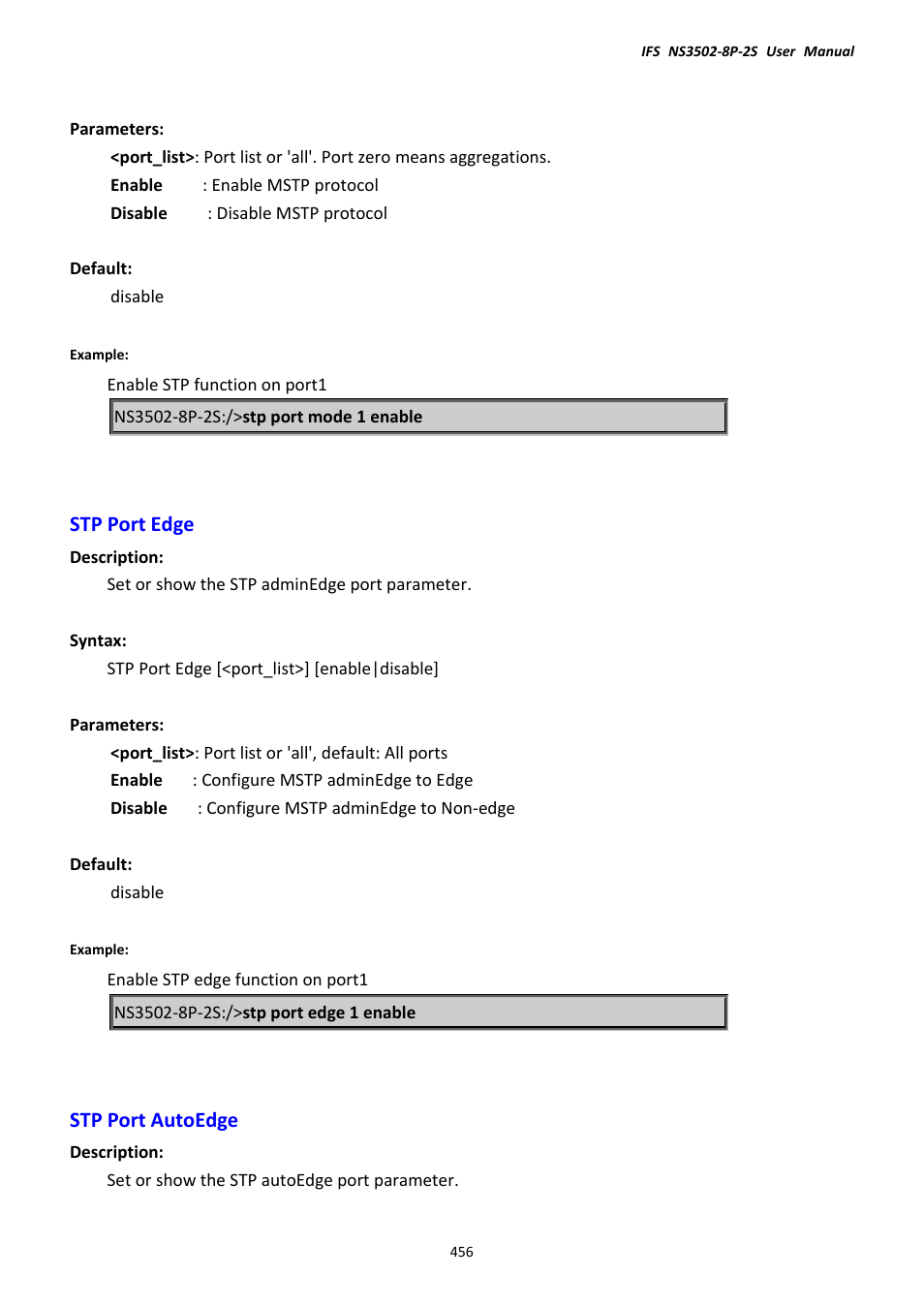 Stp port edge, Stp port autoedge, Stp port edge stp port autoedge | Interlogix NS3502-8P-2S User Manual User Manual | Page 456 / 568