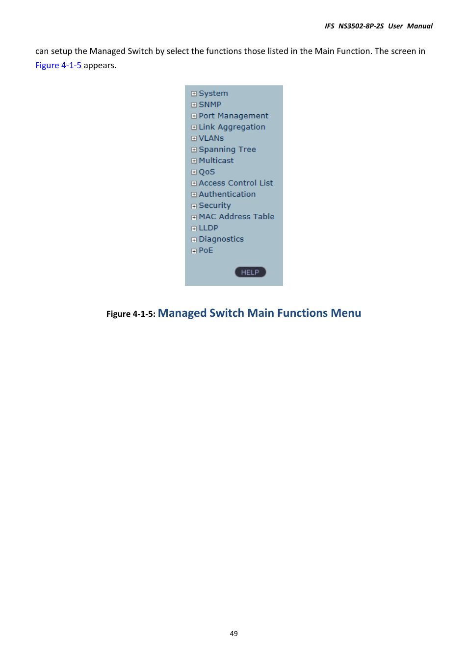 Managed switch main functions menu | Interlogix NS3502-8P-2S User Manual User Manual | Page 49 / 568