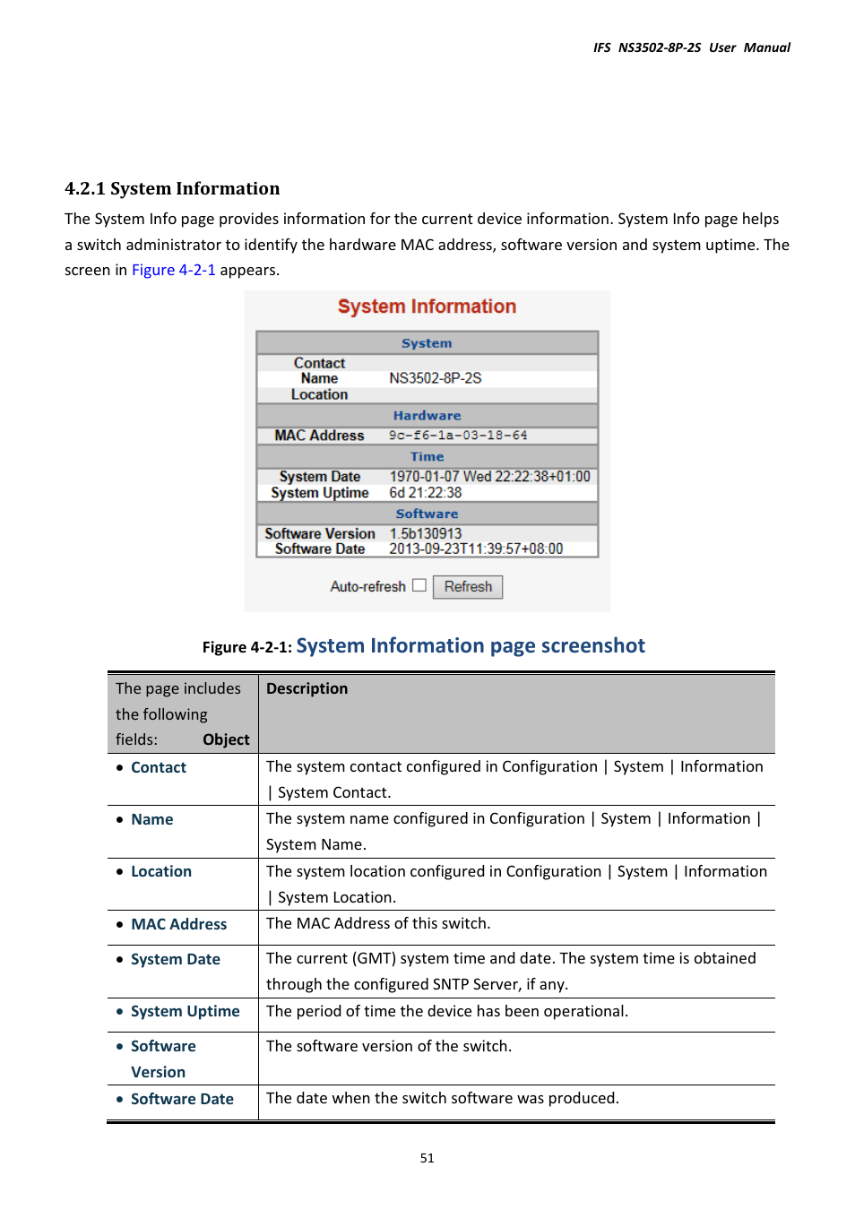 1 system information, System information page screenshot | Interlogix NS3502-8P-2S User Manual User Manual | Page 51 / 568