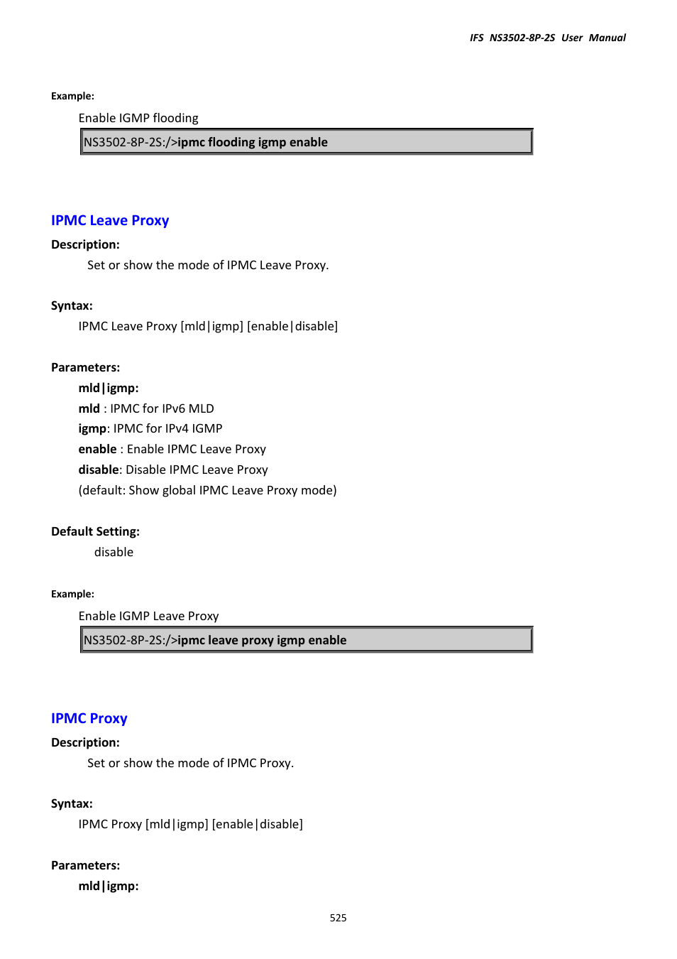 Ipmc leave proxy, Ipmc proxy, Ipmc leave proxy ipmc proxy | Interlogix NS3502-8P-2S User Manual User Manual | Page 525 / 568