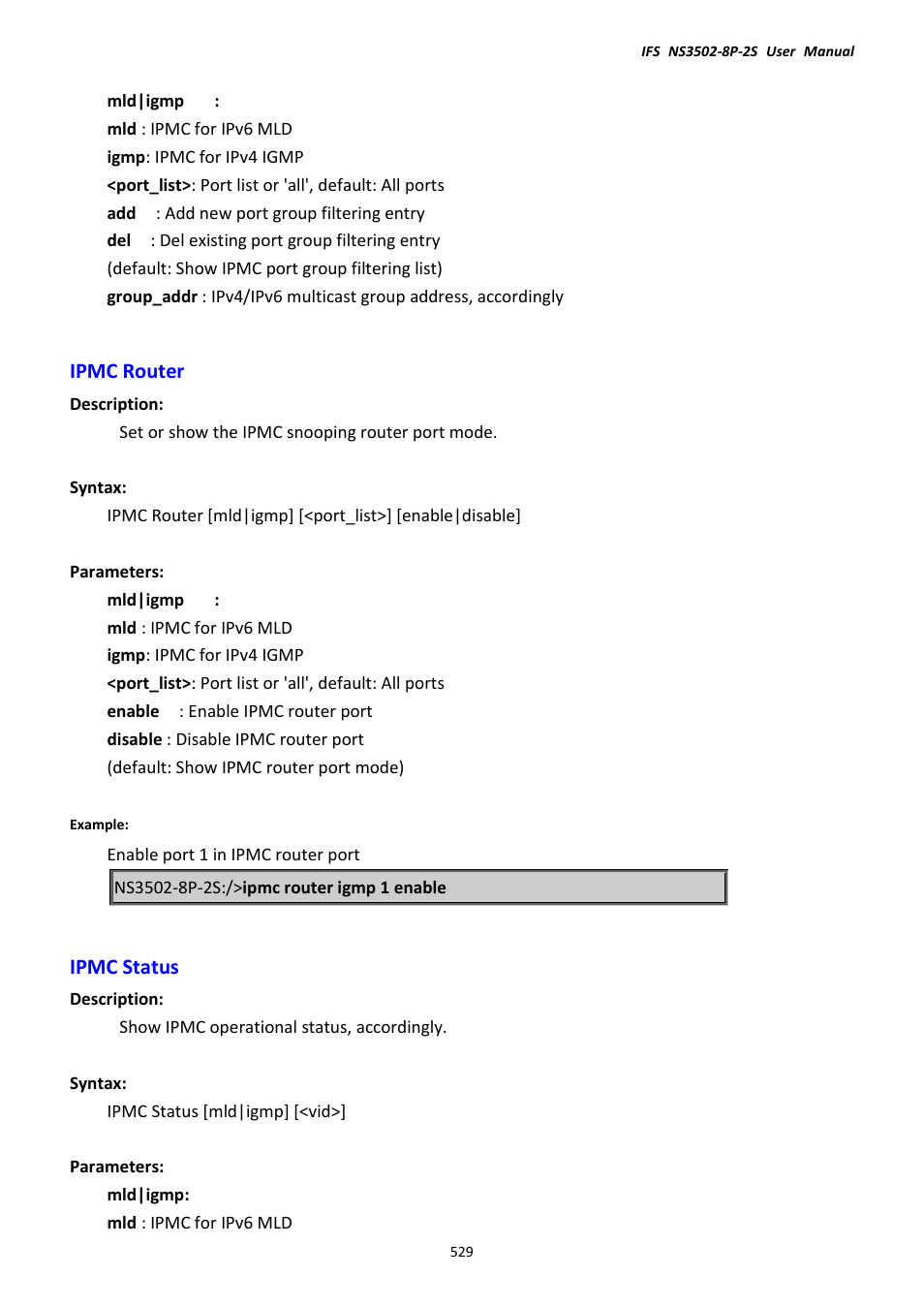 Ipmc router, Ipmc status, Ipmc router ipmc status | Interlogix NS3502-8P-2S User Manual User Manual | Page 529 / 568