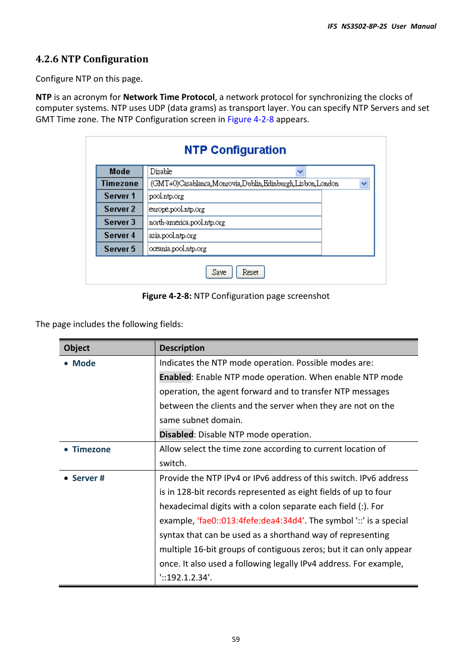 6 ntp configuration | Interlogix NS3502-8P-2S User Manual User Manual | Page 59 / 568