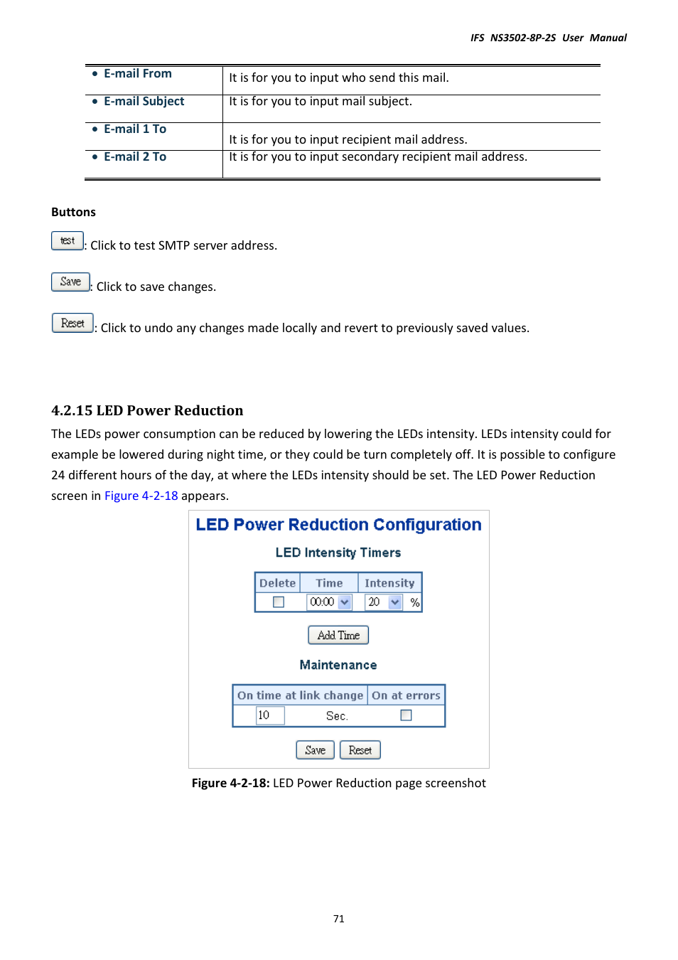 15 led power reduction | Interlogix NS3502-8P-2S User Manual User Manual | Page 71 / 568