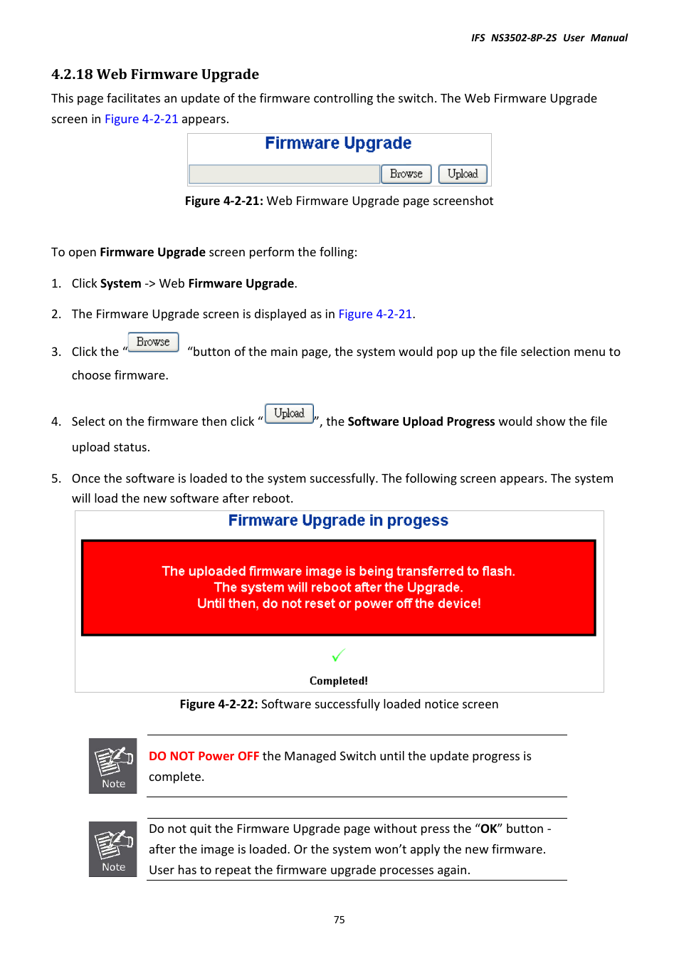 18 web firmware upgrade | Interlogix NS3502-8P-2S User Manual User Manual | Page 75 / 568