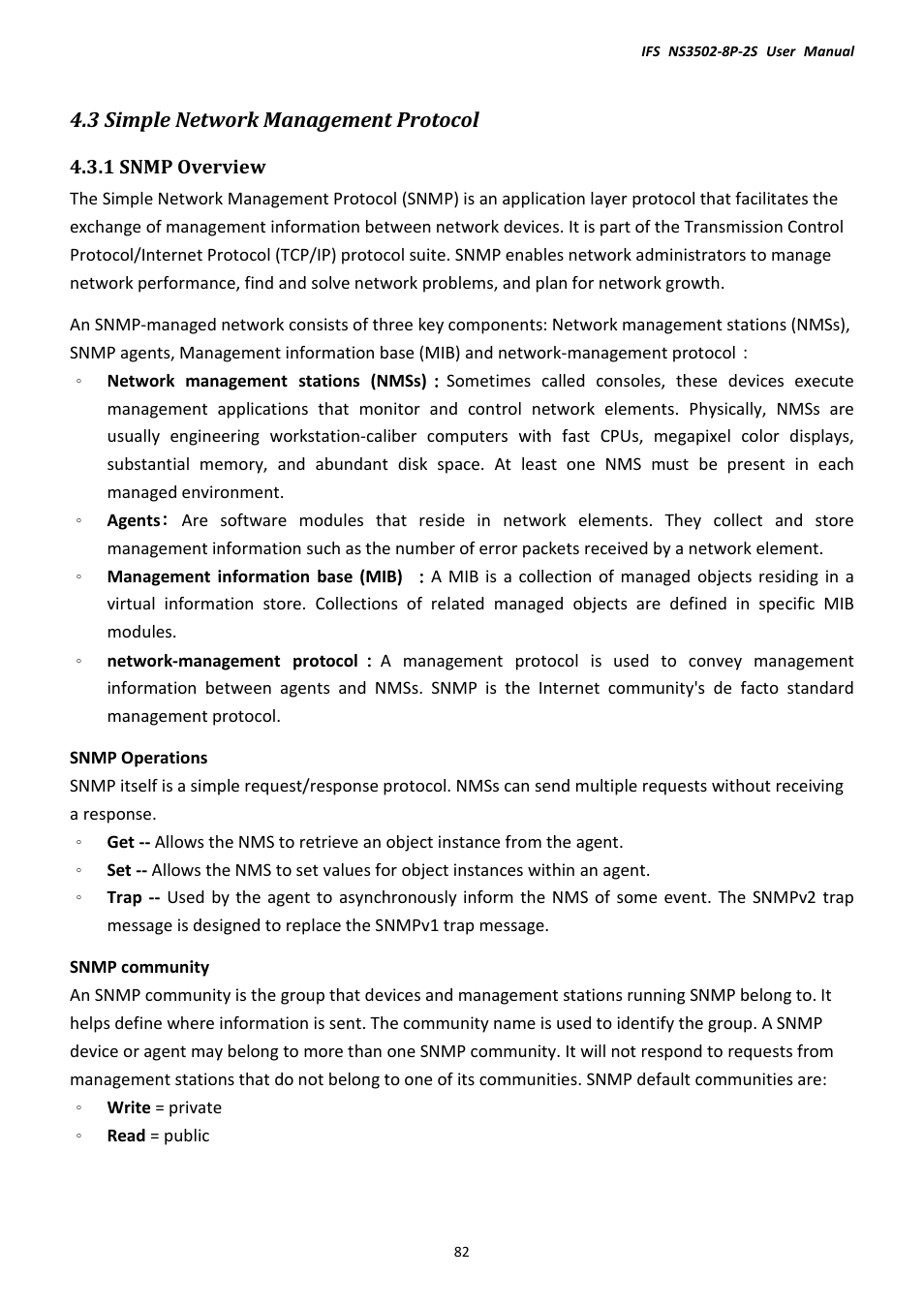 3 simple network management protocol, 1 snmp overview | Interlogix NS3502-8P-2S User Manual User Manual | Page 82 / 568