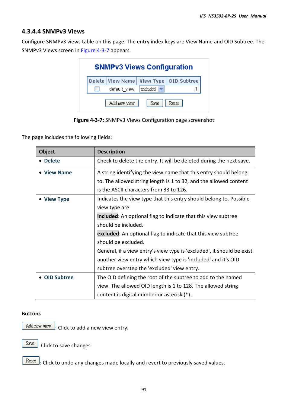 4 snmpv3 views | Interlogix NS3502-8P-2S User Manual User Manual | Page 91 / 568