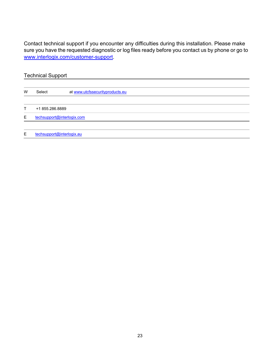 Contacting technical support | Interlogix ES2001-4P-4T User Manual | Page 23 / 23