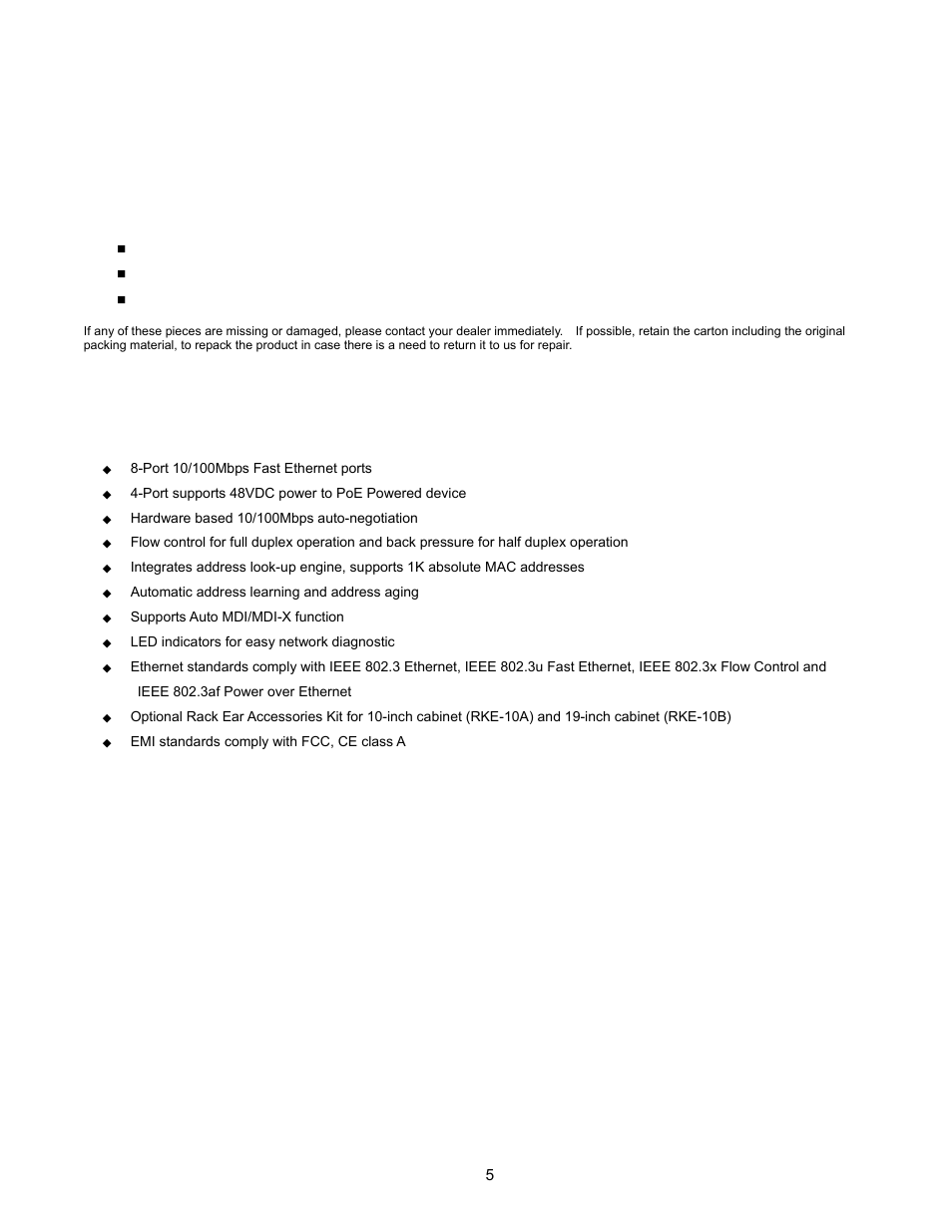 Introduction, 1 checklist, 2 features | Interlogix ES2001-4P-4T User Manual | Page 5 / 23