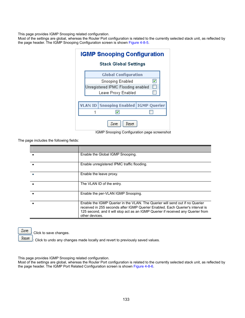 Igmp snooping configuration, Igmp port related configuration, Web firmware upgrade | Port group filtering, Dynamic arp inspection table, Mvr command | Interlogix GE-DSSG-244-POE User Manual User Manual | Page 135 / 412