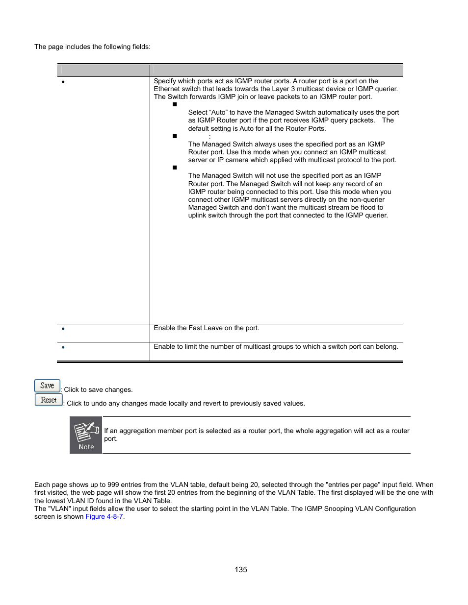 Vlan configuration, Tftp firmware upgrade, Igmp snooping status | Dynamic ip source guard table, Voice vlan command | Interlogix GE-DSSG-244-POE User Manual User Manual | Page 137 / 412