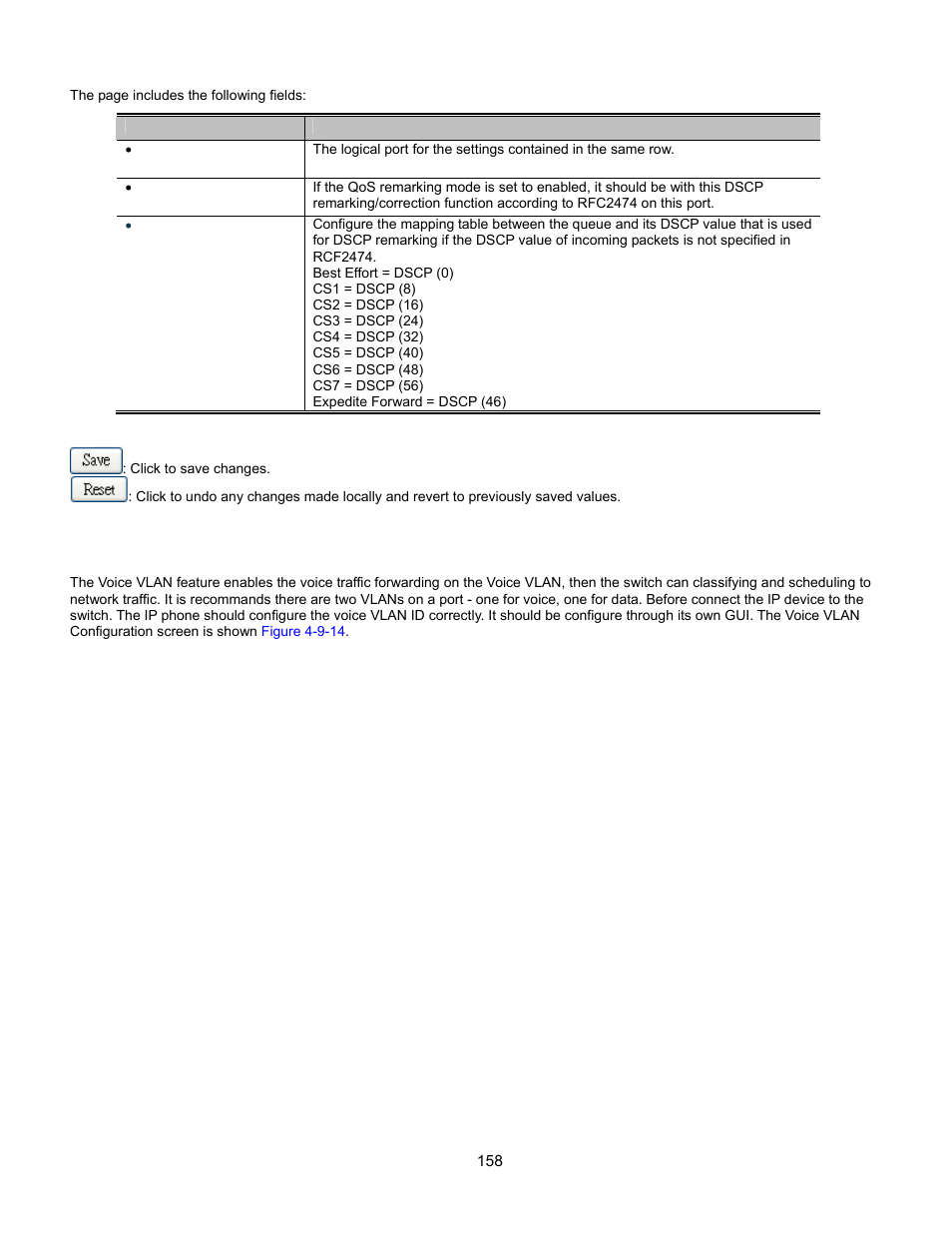 Voice vlan configuration | Interlogix GE-DSSG-244-POE User Manual User Manual | Page 160 / 412