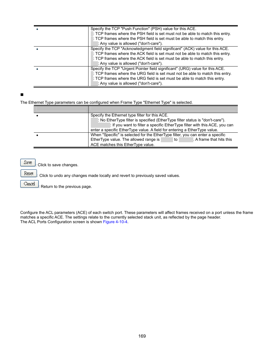 Acl ports configuration | Interlogix GE-DSSG-244-POE User Manual User Manual | Page 171 / 412