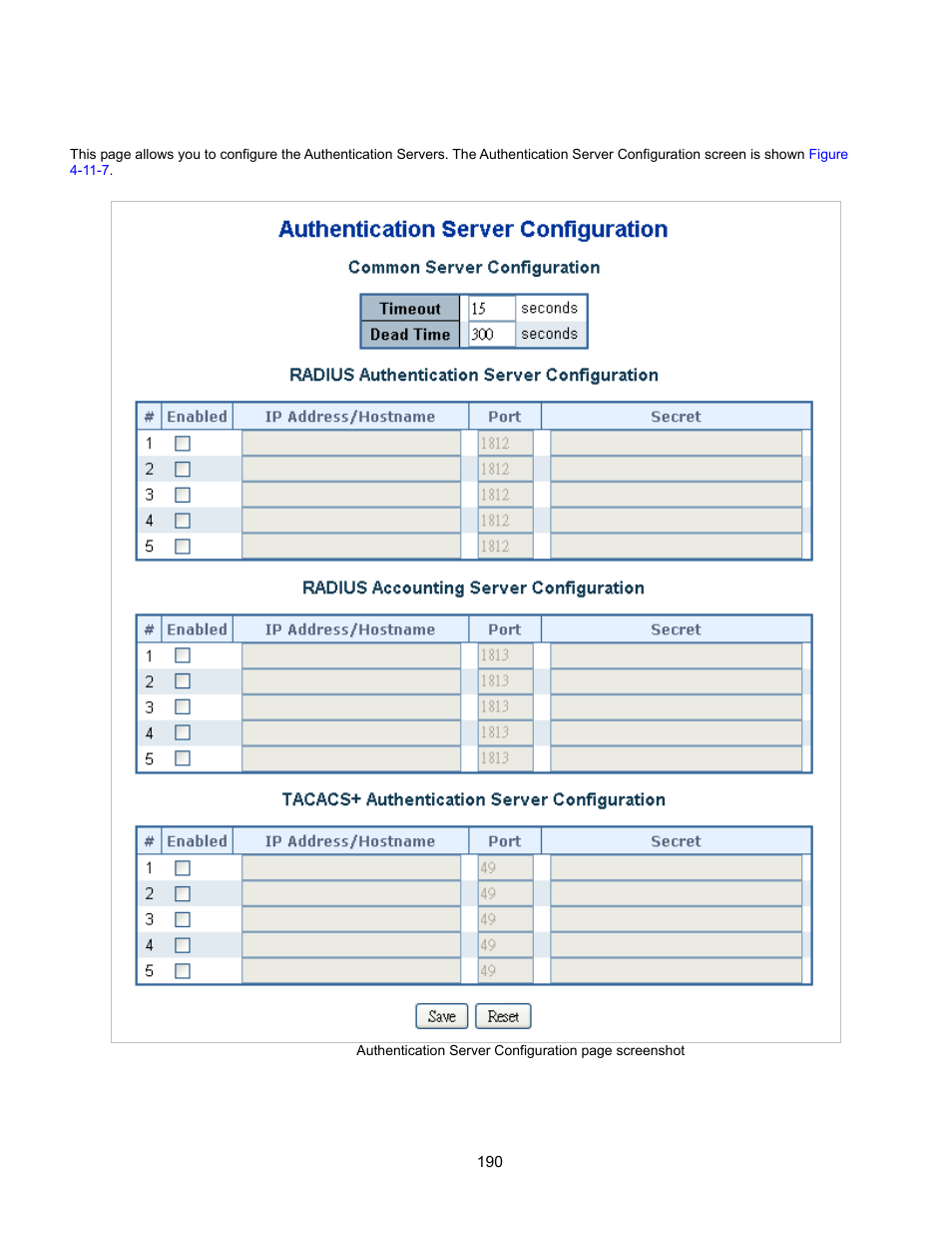 Authentication server configuration | Interlogix GE-DSSG-244-POE User Manual User Manual | Page 192 / 412