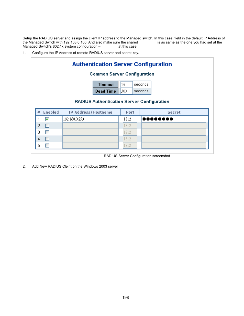 Windows platform radius server configuration | Interlogix GE-DSSG-244-POE User Manual User Manual | Page 200 / 412