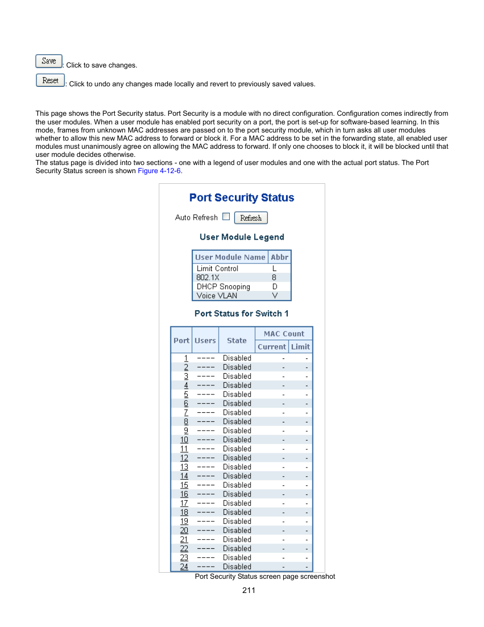 Port security status | Interlogix GE-DSSG-244-POE User Manual User Manual | Page 213 / 412